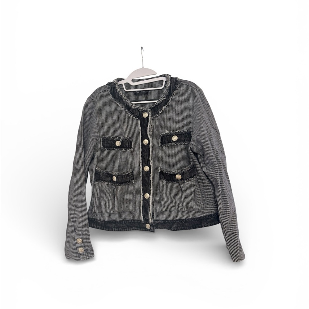 Gorgeous Gracia Stylish Black and Gray Women's Jacket from Bloomingdale’s